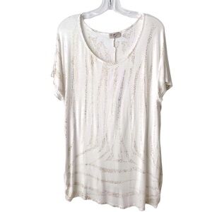 Free Kisses Maternity Short Sleeved Tunic Tee Shirt White with Metallic Gold XL